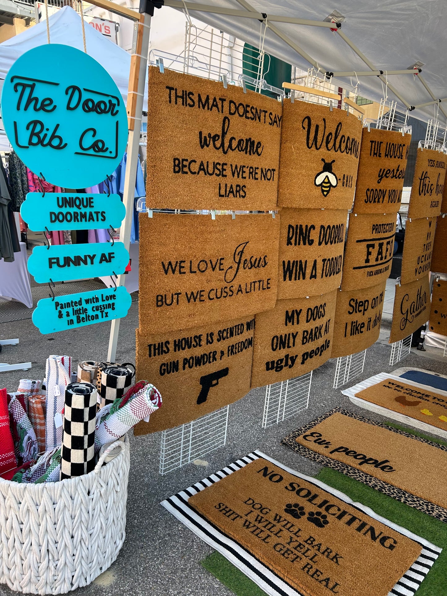 Custom Wood Market Sign with Hanging Panels