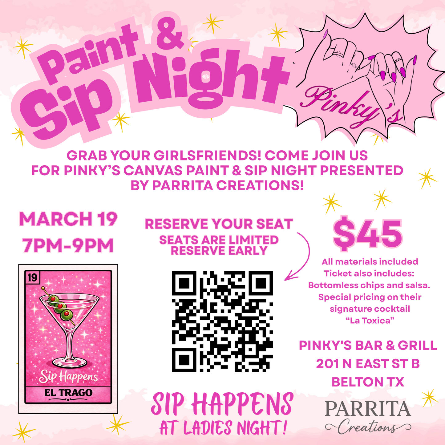 Paint Party at Pinky's Bar & Grill - March 19, 2026 ✅ SOLD OUT