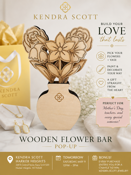 Wooden Flower Pop-Up at Kendra Scott Harker Heights