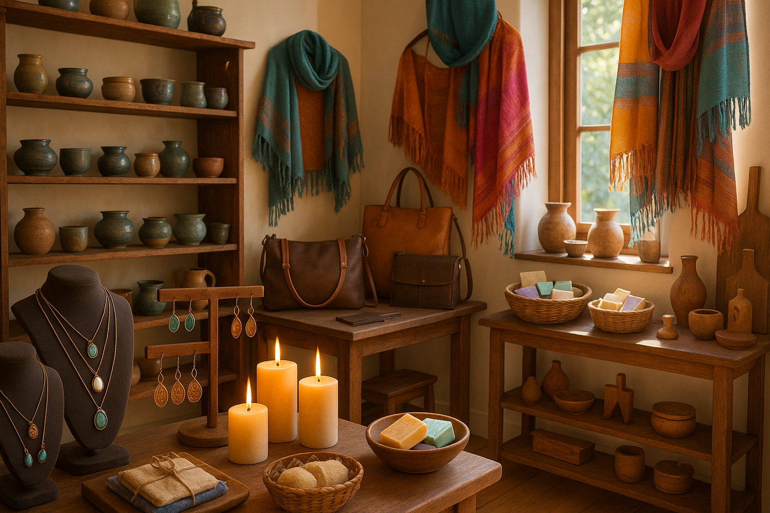 a mix of handmade items that show a boutique in action